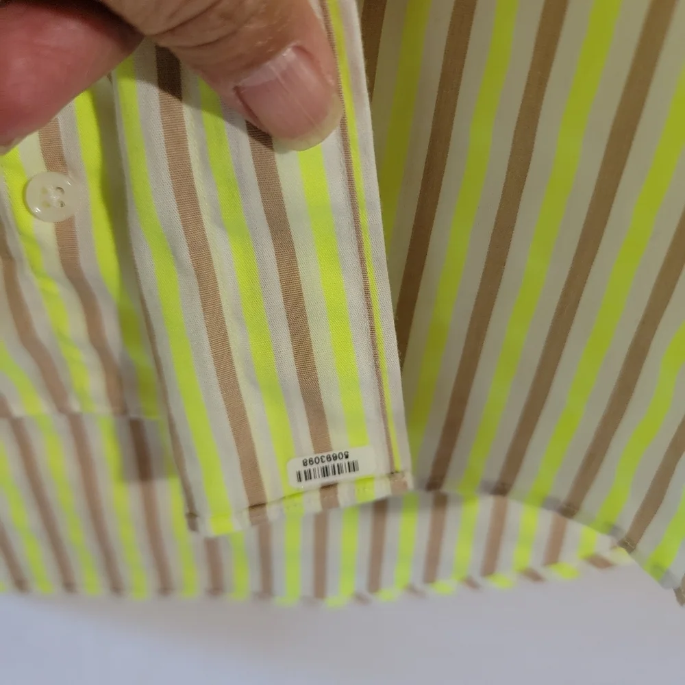 SID MASHBURN Yellow Brown Striped Button-Up Shirt Mens Sz M Quite Luxury Office